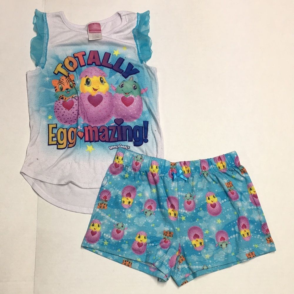 Hatchimals Totally Egg•mazing! Blue & Pink Kids Pajama Set 7/8